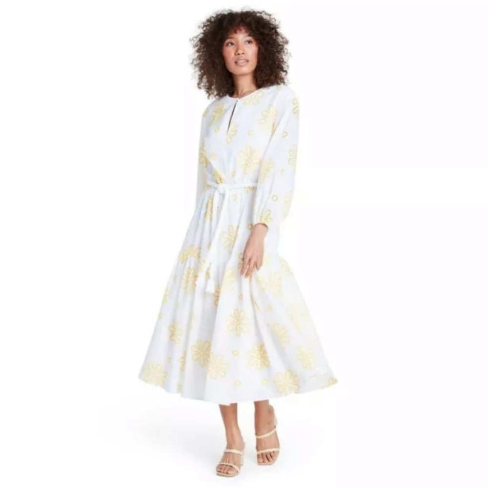 Alexis For Target Dress Small Floral Embroidered Eyelet Daisies Long Sleeves NWT